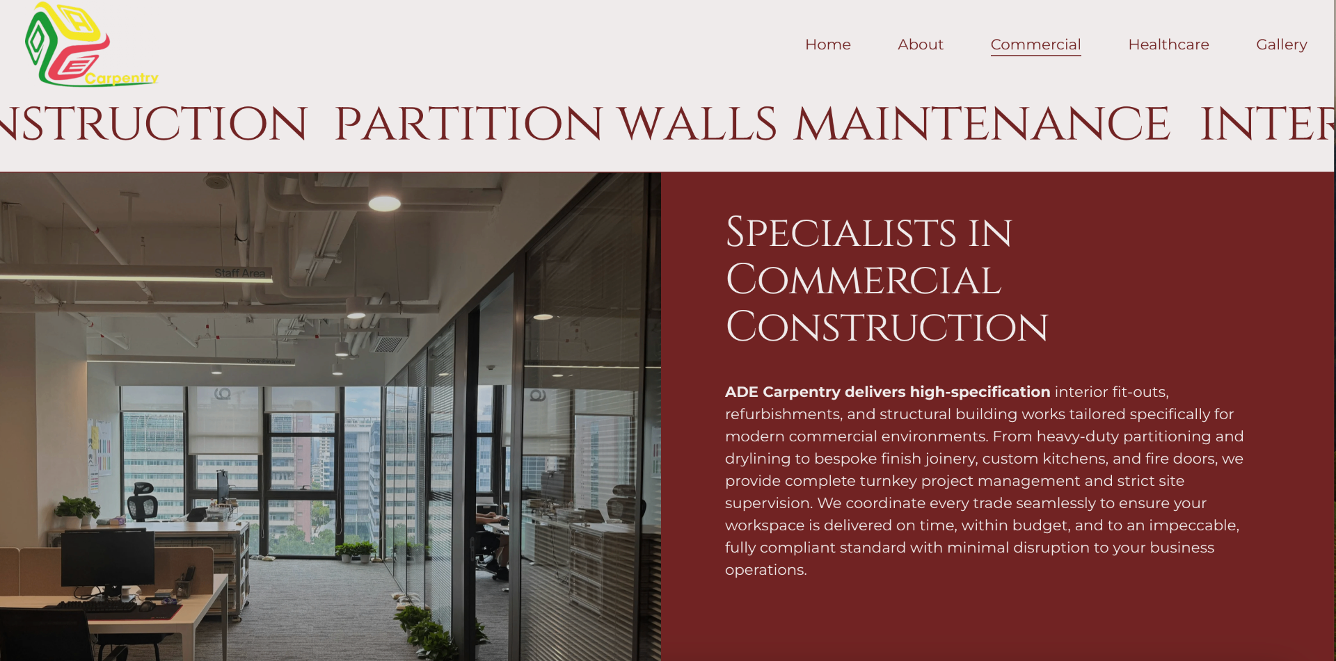 ADE Carpentry — healthcare construction